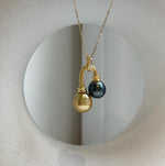 Elly’s Double South sea Golden Black platinum Tahitian pearls Pendant: 10.1-11mm, 1.8x2.6cm, Extreme luster, S925 Silver Cool pendant.