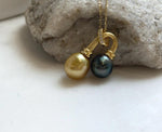 Elly’s Double South sea Golden Black platinum Tahitian pearls Pendant: 10.1-11mm, 1.8x2.6cm, Extreme luster, S925 Silver Cool pendant. high quality pearls cool pendant for her anniversary
