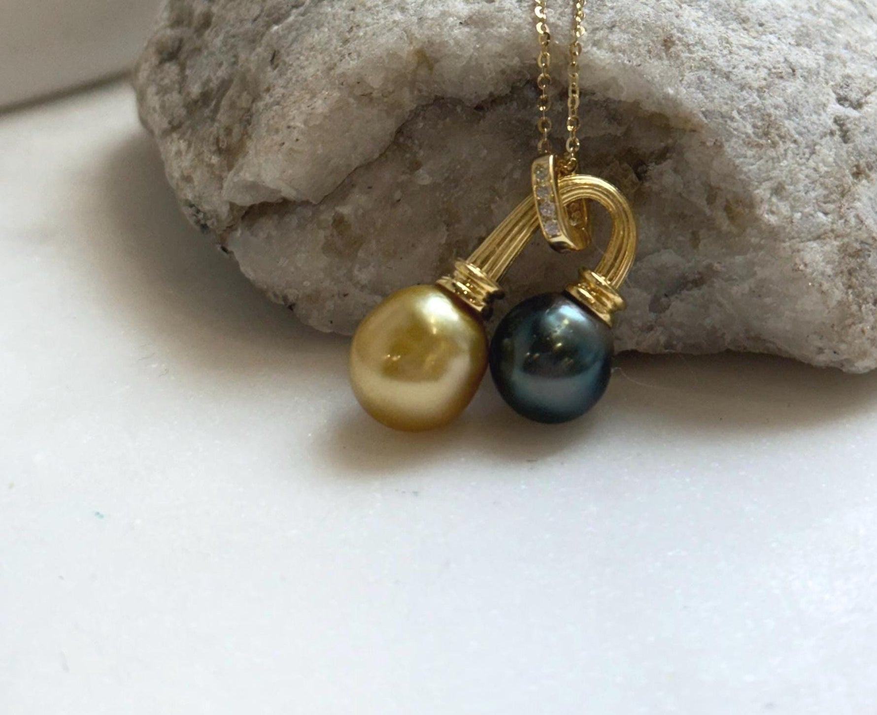 Elly’s Double South sea Golden Black platinum Tahitian pearls Pendant: 10.1-11mm, 1.8x2.6cm, Extreme luster, S925 Silver Cool pendant. high quality pearls cool pendant for her anniversary