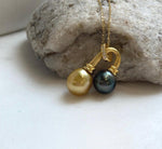 Elly’s Double South sea Golden Black platinum Tahitian pearls Pendant: 10.1-11mm, 1.8x2.6cm, Extreme luster, S925 Silver Cool pendant. high quality pearls cool pendant for her