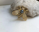 Elly’s Tahitian teal purple Ocean Pearl Bee Brooch pendant 2in1: Extreme luster mirrored, 8.5mm, 4x3cm, No chain. daily office black bee brooch for her