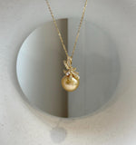 Elly’s 12.1mm Genius South sea deep golden ocean pearl Pendant: Extreme luster, 2.4cm high, s925 silver 18k gold plated minimalist pendant. gift for her birthday