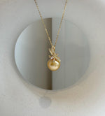 Elly’s 12.1mm Genius South sea deep golden ocean pearl Pendant: Extreme luster, 2.4cm high, s925 silver 18k gold plated minimalist pendant. gift for her birthday