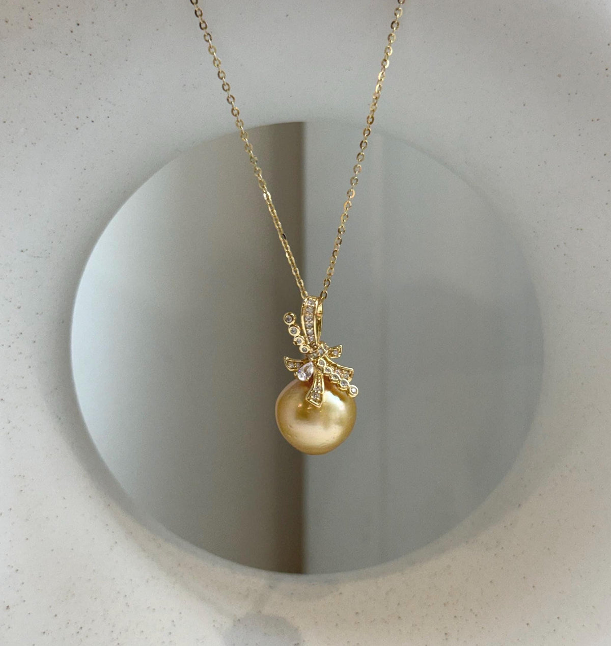Elly’s 12.1mm Genius South sea deep golden ocean pearl Pendant: Extreme luster, 2.4cm high, s925 silver 18k gold plated minimalist pendant. gift for her birthday