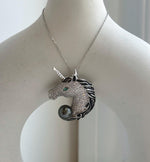 Elly’s Tahitian black platinum Ocean Pearl Horse Brooch pendant 2in1: Extreme luster mirrored, 9.4mm, 3x4cm,black pearl gift for her birthday