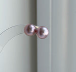 Elly’s 10.7mm Pink Rose Edison Pearls Earrings Studs: Extreme luster Mirrored, S925 silver minimalist earring. daily office pearl earrings for her holiday
