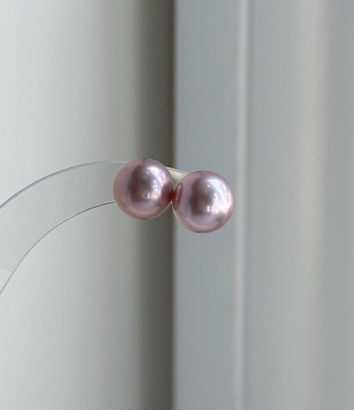 Elly’s 10.7mm Pink Rose Edison Pearls Earrings Studs: Extreme luster Mirrored, S925 silver minimalist earring. daily office pearl earrings for her