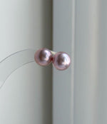 Elly’s 10.7mm Pink Rose Edison Pearls Earrings Studs: Extreme luster Mirrored, S925 silver minimalist earring. daily office pearl earrings for her