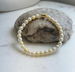 Elly’s 5.5-6mm Genius Akoya golden ocean Pearls Bracelet: Extreme luster mirrored, 7.1”, S925 silver Bracelet.
