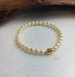 Elly’s 5.5-6mm Genius Akoya golden ocean Pearls Bracelet: Extreme luster mirrored, 7.1”, S925 silver Bracelet. daily office golden ocean pearl bracelet for her