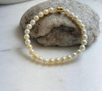 Elly’s 5.5-6mm Genius Akoya golden ocean Pearls Bracelet: Extreme luster mirrored, 7.1”, S925 silver Bracelet. daily office golden ocean pearl bracelet for her Mother’s Day gift