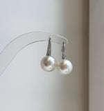 Elly’s 12.4mm Australian white ocean Pearls minimalist earrings hooks: Extreme luster, 2.5cm high, s925 silver earrings Studs. daily office white ocean pearls earrings hooks for her party