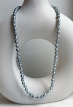 Elly’s 5.6-6mm Akoya Silver Blue ocean pearls necklace:Extreme luster mirrored, 17.6”, S925 silver necklace strand.