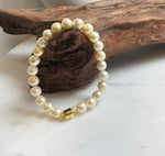 Elly’s 6.9-7.5mm Genius Akoya light golden ocean Pearls Bracelet: Extreme luster mirrored, S925 silver Bracelet. different sizes.