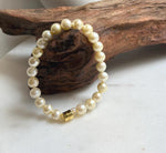 Elly’s 6.9-7.5mm Genius Akoya light golden ocean Pearls Bracelet: Extreme luster mirrored, S925 silver Bracelet. different sizes.