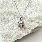 Bezel Princess Cut Moissanite Necklace | 1.2 CT D/VVS1 Flawless Brilliant Cut Moissanite Minimalist Pendant | Solid S925 Silver Jewelry