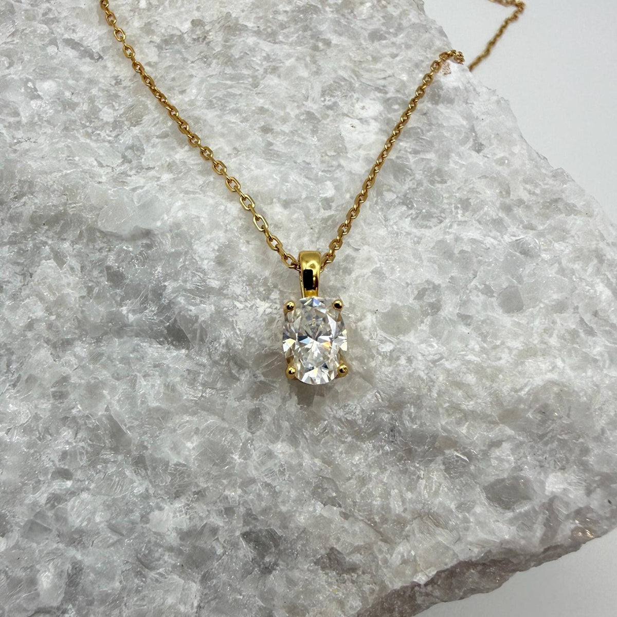 Oval Cut Moissanite 4-Prong Necklace | 1.0 CT D/VVS1 Flawless Brilliant Cut Moissanite Pendant | Solid S925 Silver Minimalist Jewelry