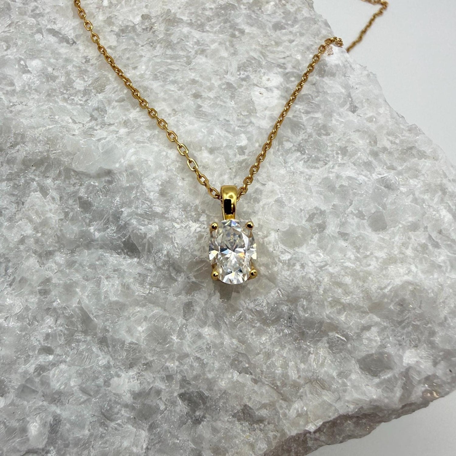 Oval Cut Moissanite 4-Prong Necklace | 1.0 CT D/VVS1 Flawless Brilliant Cut Moissanite Pendant | Solid S925 Silver Minimalist Jewelry