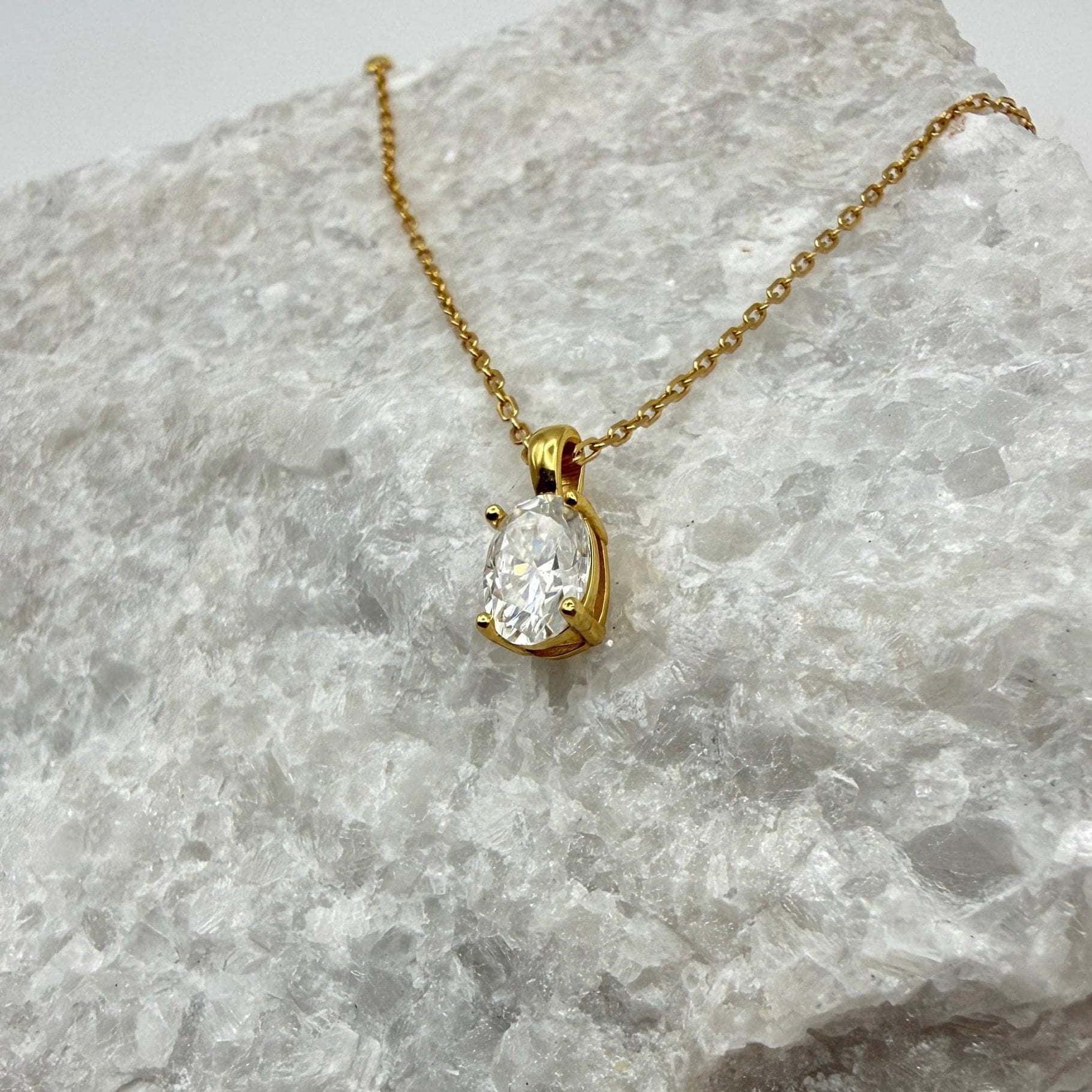 Oval Cut Moissanite 4-Prong Necklace | 1.0 CT D/VVS1 Flawless Brilliant Cut Moissanite Pendant | Solid S925 Silver Minimalist Jewelry