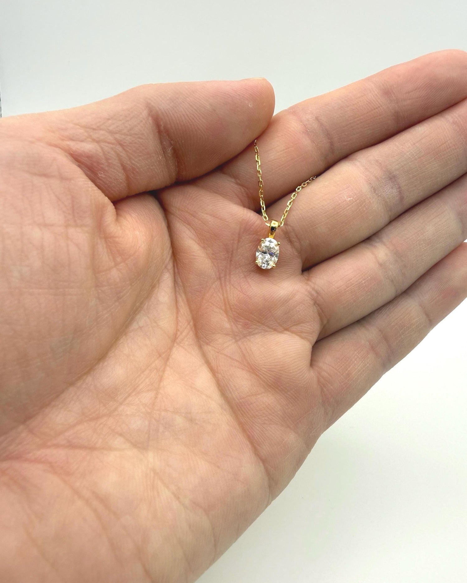 Oval Cut Moissanite 4-Prong Necklace | 1.0 CT D/VVS1 Flawless Brilliant Cut Moissanite Pendant | Solid S925 Silver Minimalist Jewelry
