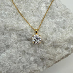 Round Cut Moissanite 4-Prong Necklace | 1.0 CT D/VVS1 Flawless Brilliant Cut Moissanite Pendant | Solid S925 Silver Minimalist Jewelry
