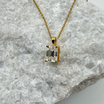 Emerald Cut Moissanite 4-Prong Necklace | 1.0 CT D/VVS1 Flawless Brilliant Cut Moissanite Pendant | Solid S925 Silver Minimalist Jewelry