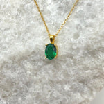 Hydrothermal Lab Emerald Oval Cut Necklace | 1.0 CT Lab Emerald 4-Prong Solitaire Pendant | Solid S925 Silver Minimalist Jewelry