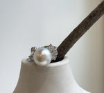 Elly’s 12.3mm Australian ocean white pearl Ring: Extreme luster mirrored, S925 silver adjustable Floral Ring. high quality white ocean pearl sterling silver adjustable Ring for her birthday