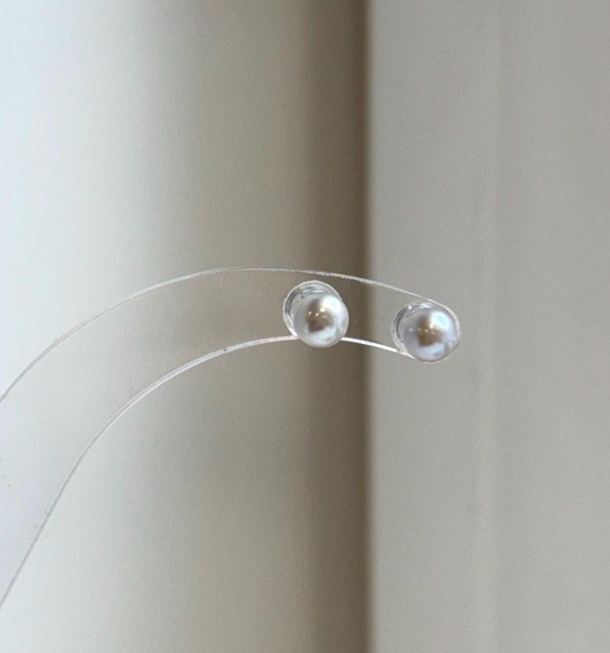 Elly’s 5.2mm Akoya ocean Natural Blue silver pearls earings: Extreme luster mirrored, s925 silver minimalist earrings studs.