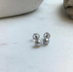Elly’s 5.2mm Akoya ocean Natural Blue silver pearls earings: Extreme luster mirrored, s925 silver minimalist earrings studs.