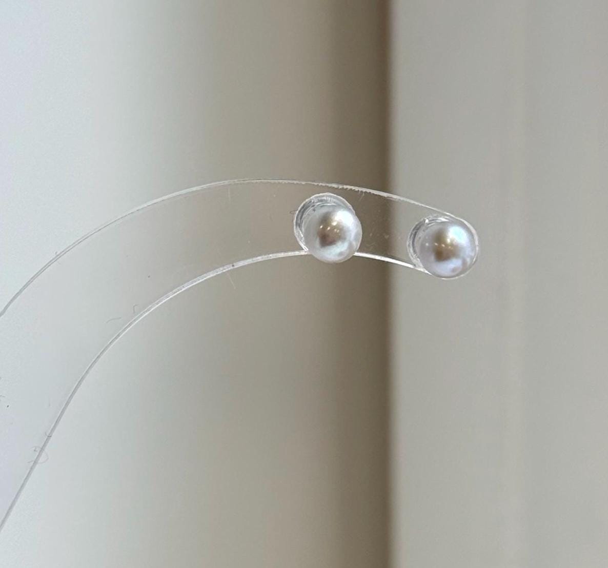 Elly’s 5.2mm Akoya ocean Natural Blue silver pearls earings: Extreme luster mirrored, s925 silver minimalist earrings studs.