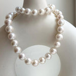 Elly’s 43pcs White Edison Pearls Necklace Strand: Extreme luster, 9.2-12mm, 19.3”, S925 silver necklace.