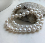 Elly’s 43pcs White Edison Pearls Necklace Strand: Extreme luster, 9.2-12mm, 19.3”, S925 silver necklace. daily office Edison white pearls necklace strand for her birthday
