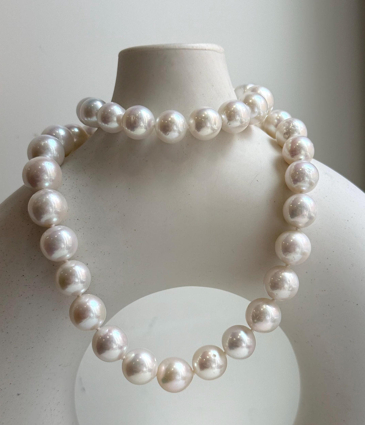 Elly’s 43pcs White Edison Pearls Necklace Strand: Extreme luster, 9.2-12mm, 19.3”, S925 silver necklace. daily office Edison white pearls necklace strand for her birthday