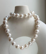 Elly’s 43pcs White Edison Pearls Necklace Strand: Extreme luster, 9.2-12mm, 19.3”, S925 silver necklace. daily office Edison white pearls necklace strand for her birthday