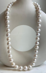 Elly’s 43pcs White Edison Pearls Necklace Strand: Extreme luster, 9.2-12mm, 19.3”, S925 silver necklace. daily office Edison white pearls necklace strand for her Mother’s Day gift