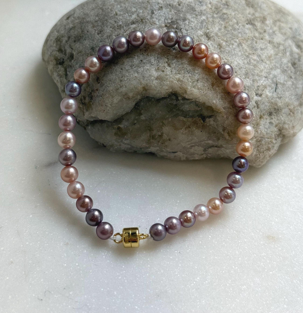Elly’s Natural Multicolor Pearls Bracelet: Extreme luster mirrored, S925 silver Bracelet.