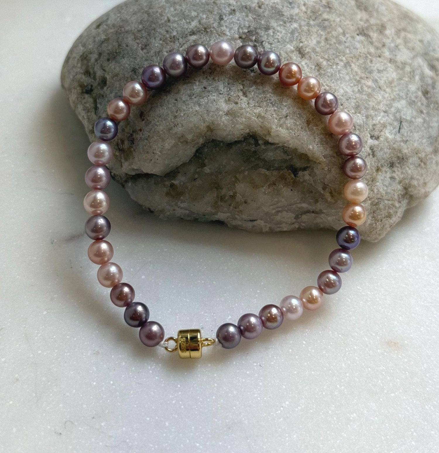 Elly’s Natural Multicolor Pearls Bracelet: Extreme luster mirrored, S925 silver Bracelet.