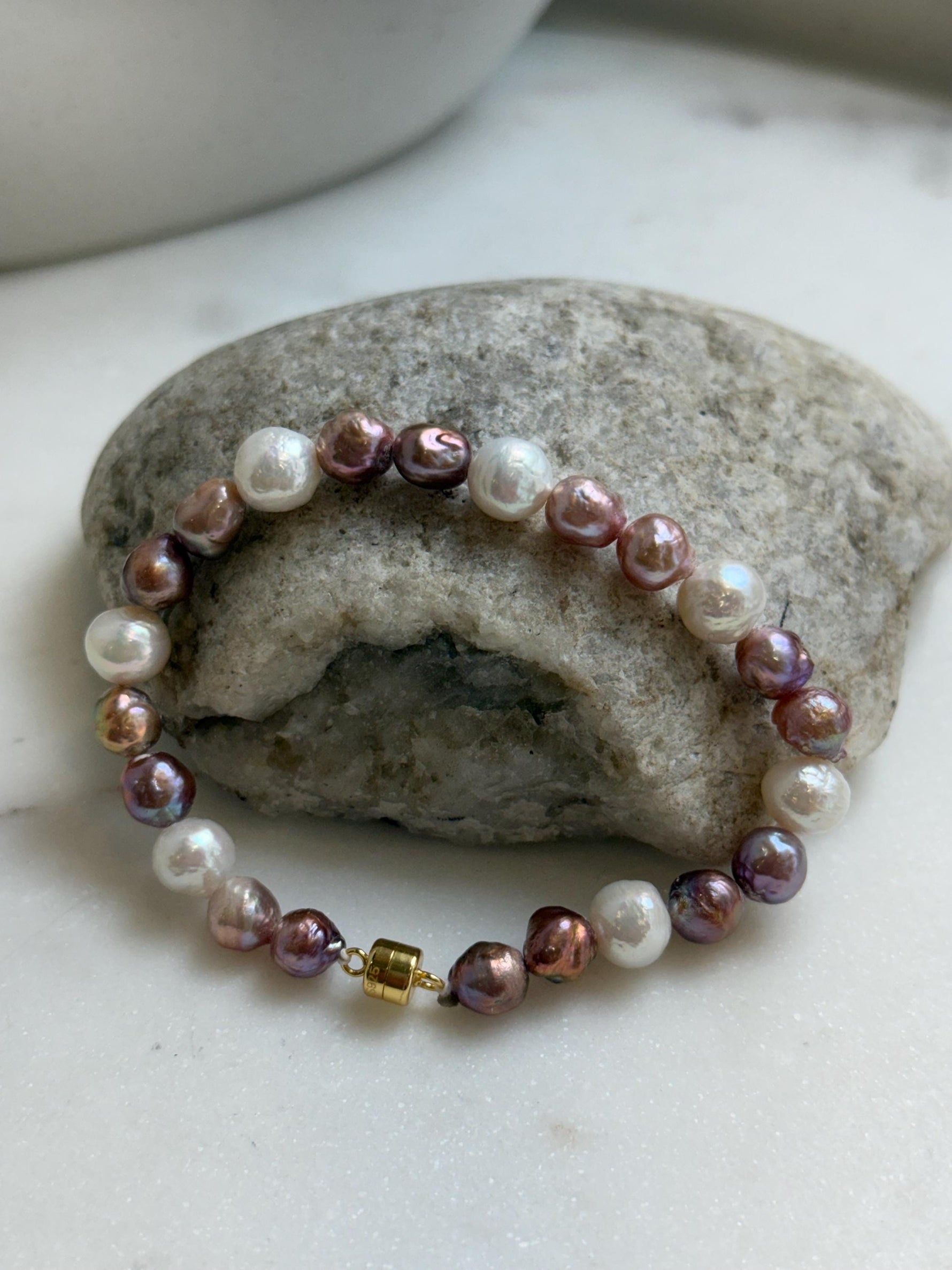 Elly’s Natural Multicolor Pearls Bracelet: Extreme luster mirrored, S925 silver Bracelet.high quality colorful pearls bracelet for her