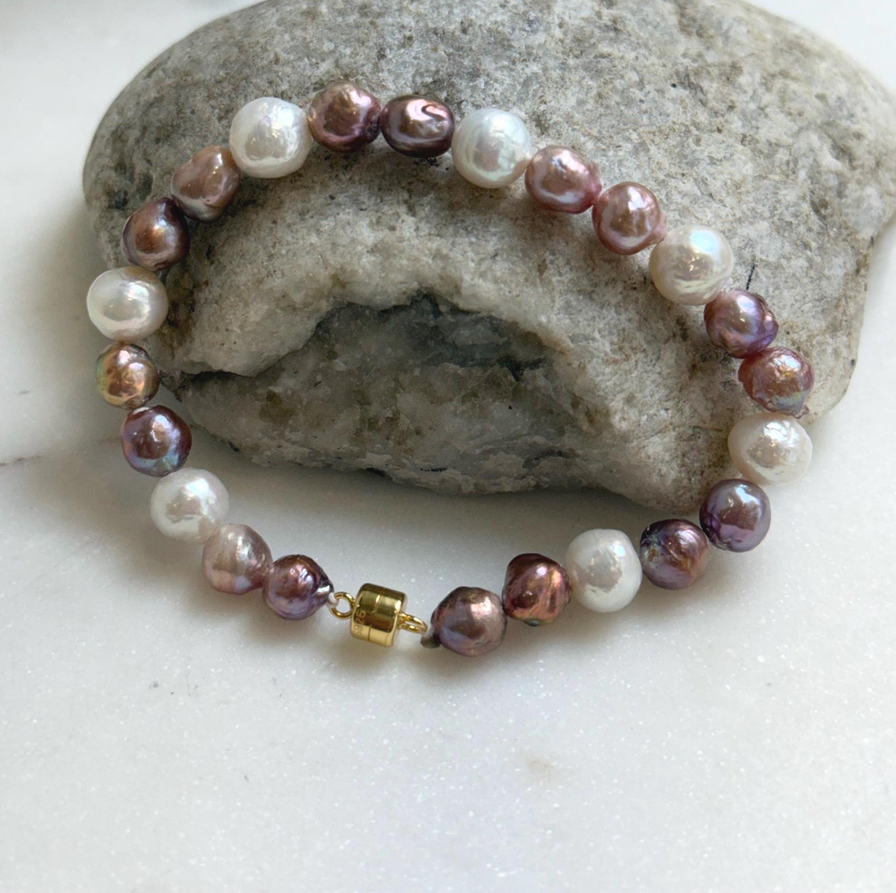 Elly’s Natural Multicolor Pearls Bracelet: Extreme luster mirrored, S925 silver Bracelet.high quality colorful pearls bracelet for her birthday