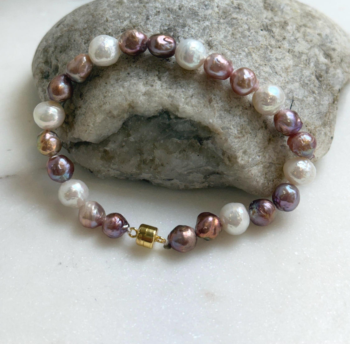 Elly’s Natural Multicolor Pearls Bracelet: Extreme luster mirrored, S925 silver Bracelet.high quality colorful pearls bracelet for her birthday