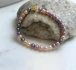 Elly’s Natural Multicolor Pearls Bracelet: Extreme luster mirrored, S925 silver Bracelet. 17cm.