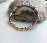 Elly’s Natural Multicolor Pearls Bracelet: Extreme luster mirrored, S925 silver Bracelet. 17cm. Daily office pearls bracelet for her