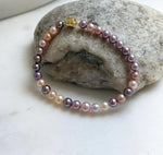 Elly’s Natural Multicolor Pearls Bracelet: Extreme luster mirrored, S925 silver Bracelet. 17cm. Daily office pearls bracelet for her