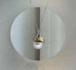 Elly’s 13.7mm Edison Cold White Pearl Witch Pendant: Extreme luster, 2.6cm high, s925 silver cool pendant necklace set. large white Edison Pearl cool pendant for her daily office wear