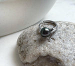 Elly’s 10.7x11.3mm Tahitian peacock hunter ocean Pearl Ring: Extreme luster mirrored, S925 silver adjustable Ring. Pearl Jewelry Idea.