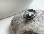 Elly’s 10.7x11.3mm Tahitian peacock hunter ocean Pearl Ring: Extreme luster mirrored, S925 silver adjustable Ring. Pearl Jewelry Idea. high quality black ocean pearl sterling silver ring for her anniversary