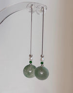 Elly’s Genius Jade white Pearls S925 silver earrings Chandeliers, 13mm, 6.6cm high.