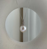 Elly’s 13.7mm Edison Cold White Pearl Pendant: Extreme luster, 2.6cm high, s925 silver minimalist pendant necklace set.