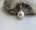 Elly’s 13.7mm Edison Cold White Pearl Pendant: Extreme luster, 2.6cm high, s925 silver minimalist pendant necklace set. high quality white pearl pendant for her